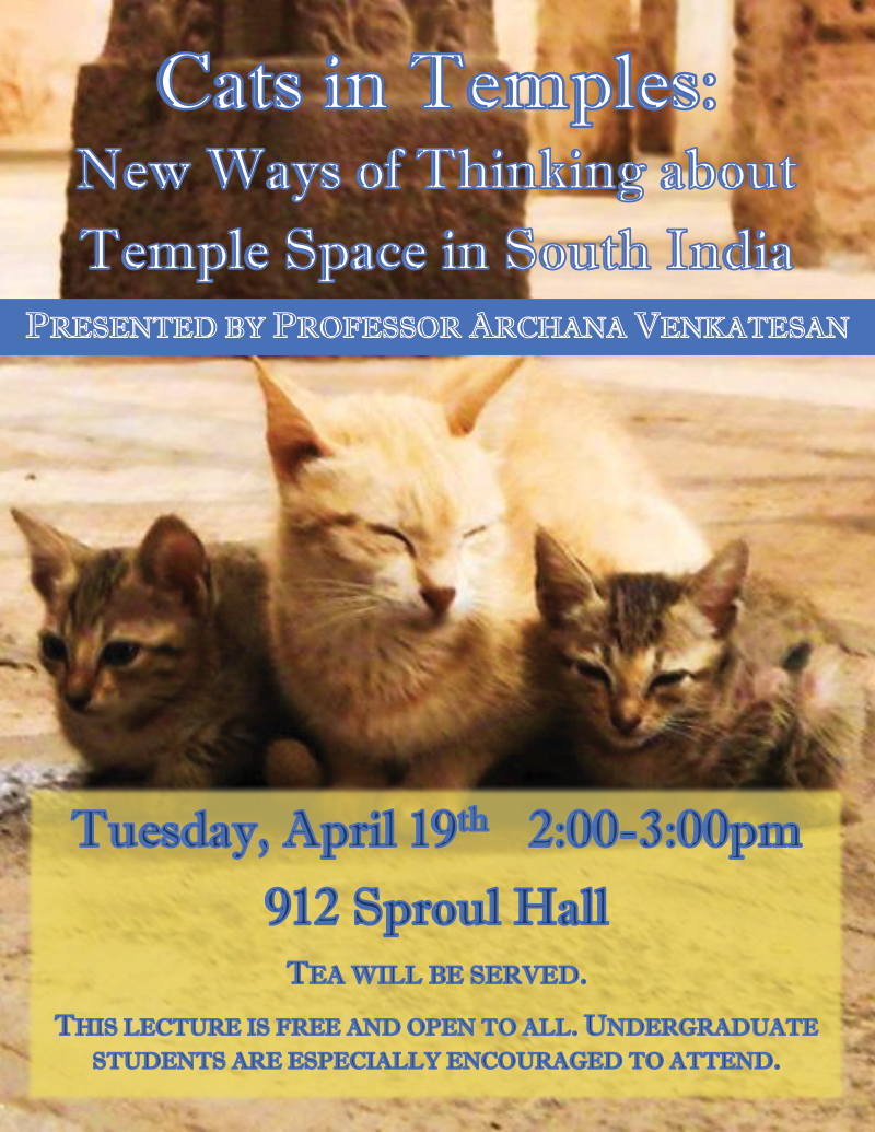 A flyer for "Cats in Temples: New Ways of Thinking about Temple Space in South India"