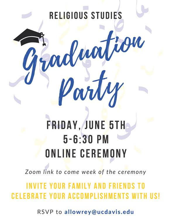 Congratulations graduates! Come celebrate with us, Friday, Jun 5th 5pm, zoom link to come. 