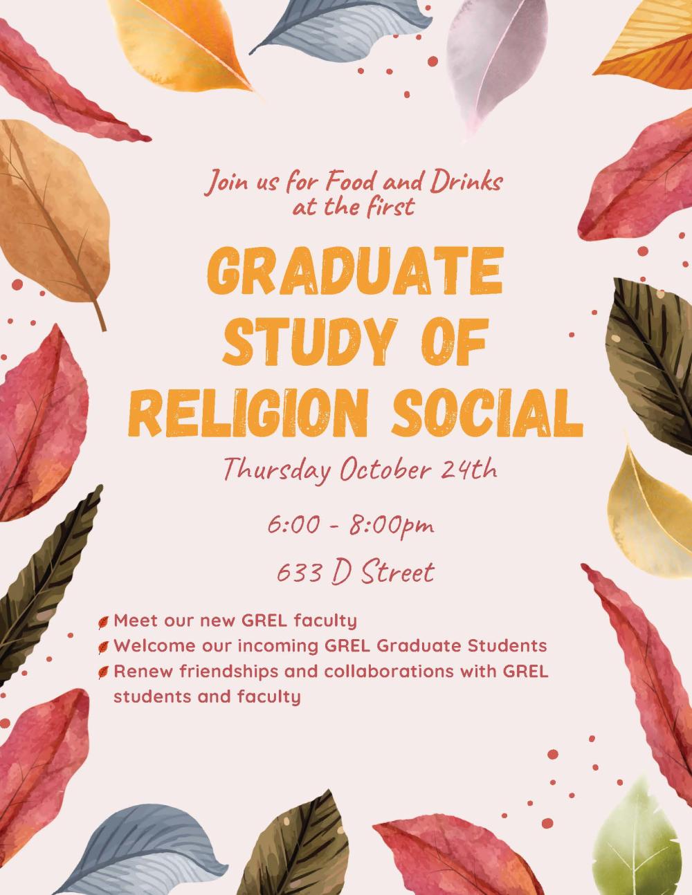 A flyer for the upcoming event featuring colorful leaves