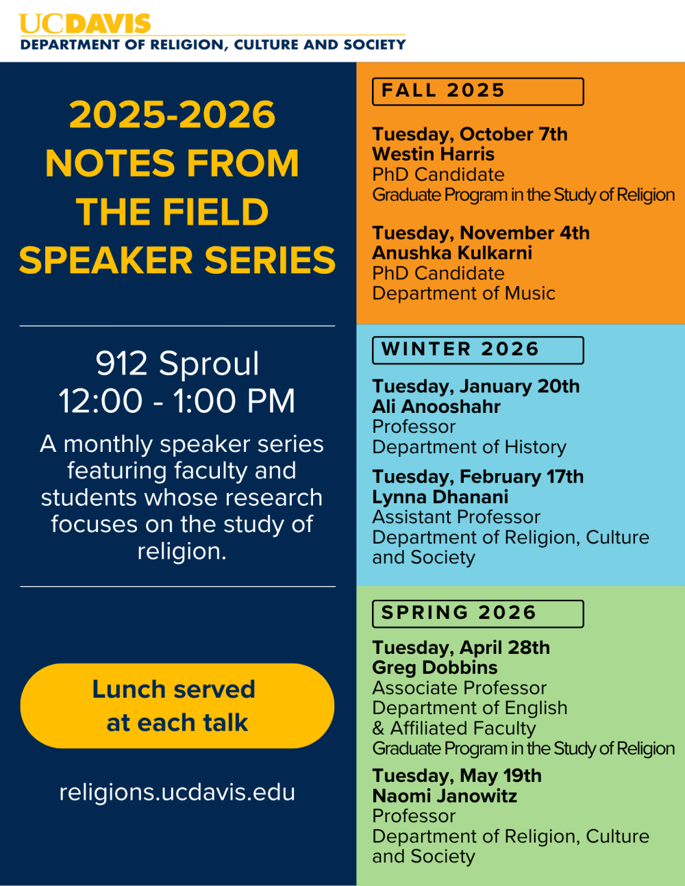 A flyer for the upcoming Notes From The Field event.