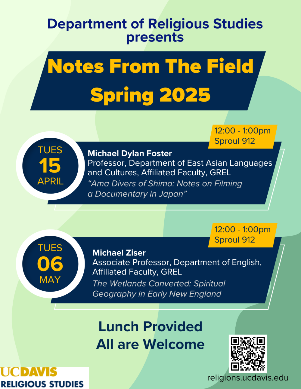 A Flyer for upcoming Notes from the Fields talk.