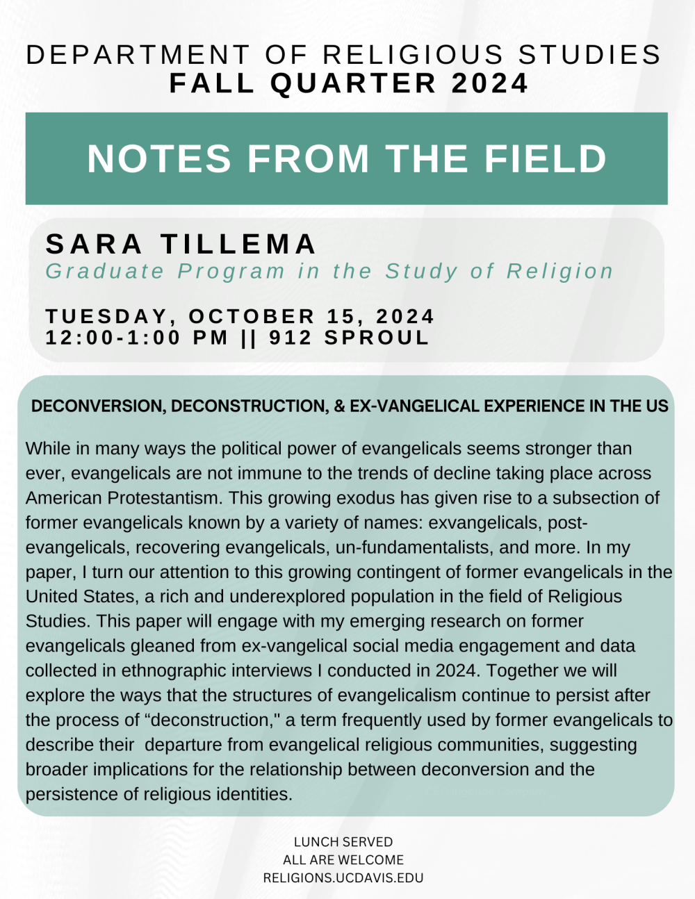 Black text on a green background describing the event. the description is written above