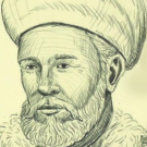 A sketch of a man with facial hair